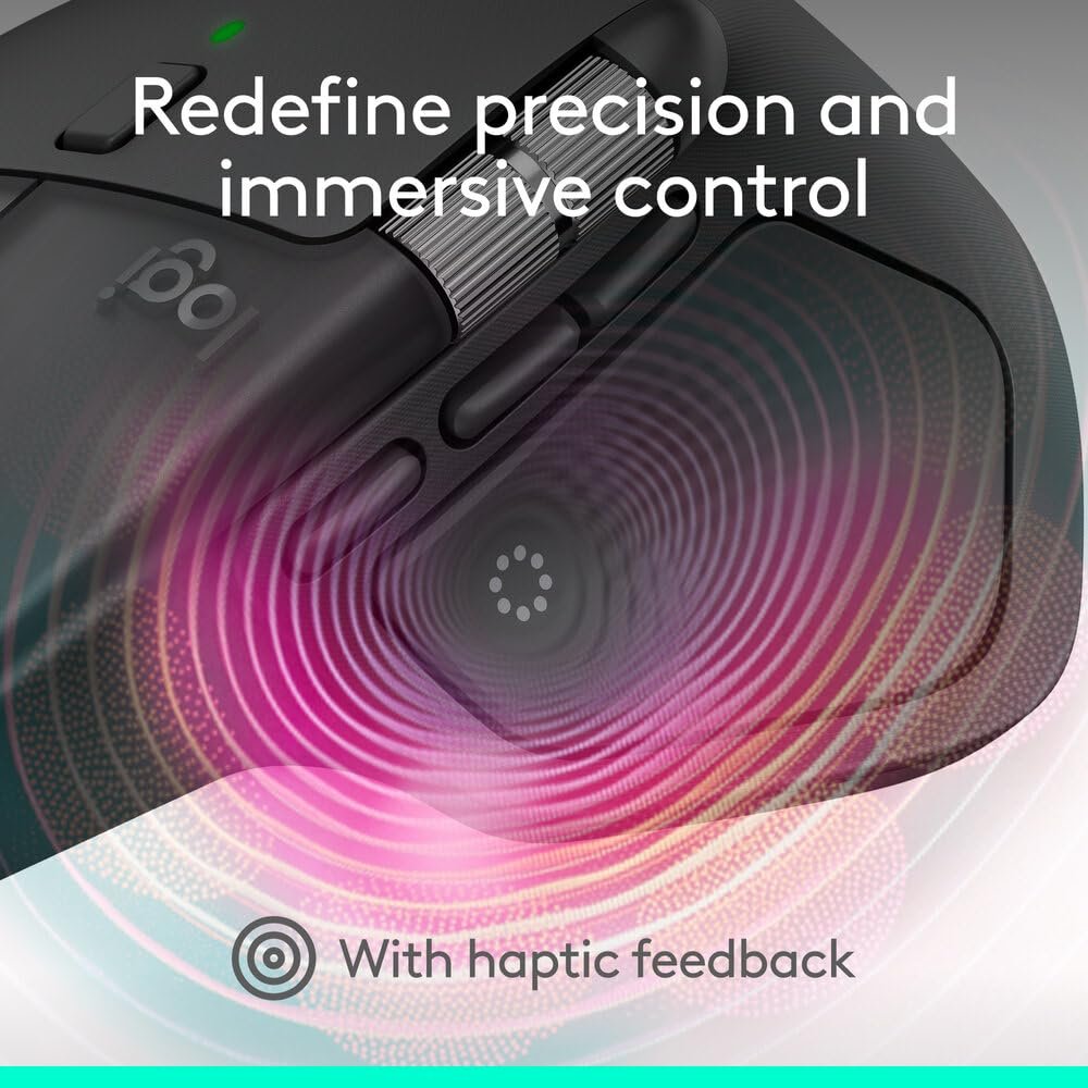 Logitech MX Master 4, Ergonomic Wireless Mouse with Advanced Performance Haptic Feedback, Ultra-Fast Scrolling, USB-C Charging, Bluetooth, Windows, MacOS - Graphite - Image 2
