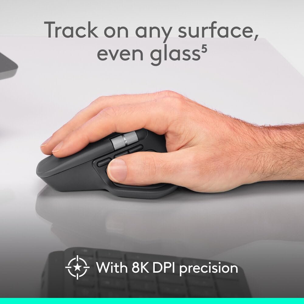 Logitech MX Master 4, Ergonomic Wireless Mouse with Advanced Performance Haptic Feedback, Ultra-Fast Scrolling, USB-C Charging, Bluetooth, Windows, MacOS - Graphite - Image 3